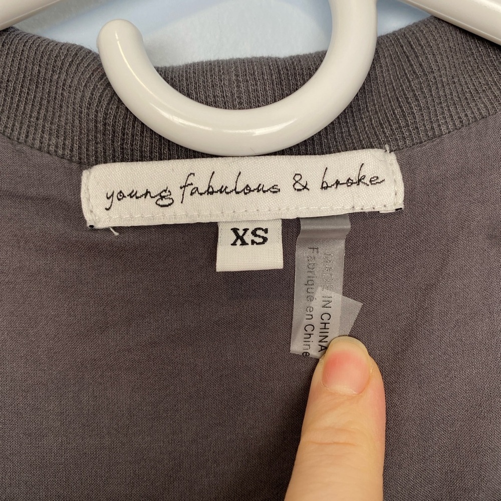 Young Fabulous & Broke Fara Cropped Jacket XSmall Open Front Dolman Sleeves Gray - Picture 4 of 9